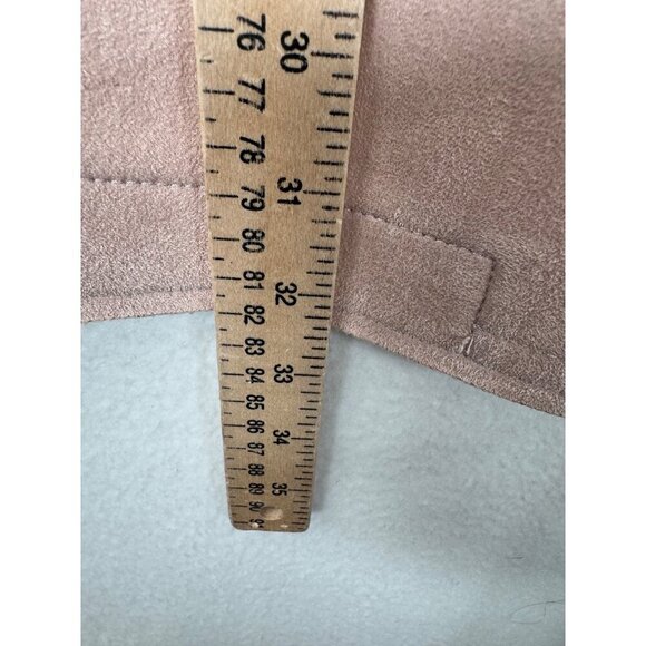 zara faux suede mid length coat preppy light pink 90s sz L - Picture 5 of 8